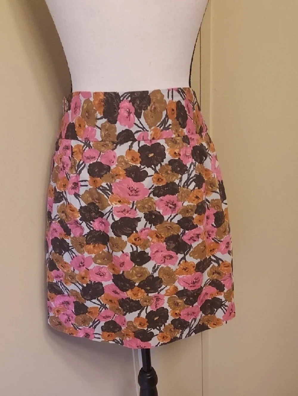 Jack by BB Dakota Pink Brown Floral A-Line Skirt